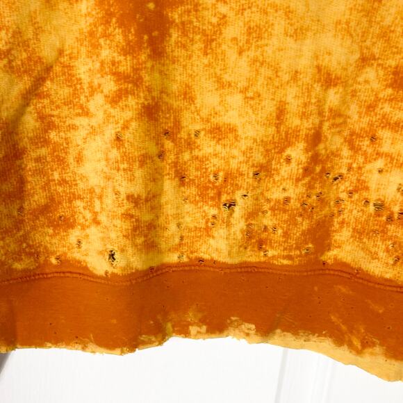 NWOT COTTON CITIZEN Hoodie L Orange Yellow Acid-Wash Tie-Dye Distress Long-Slev - Picture 7 of 13